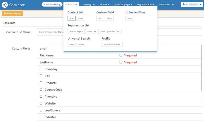 Upload Contact List