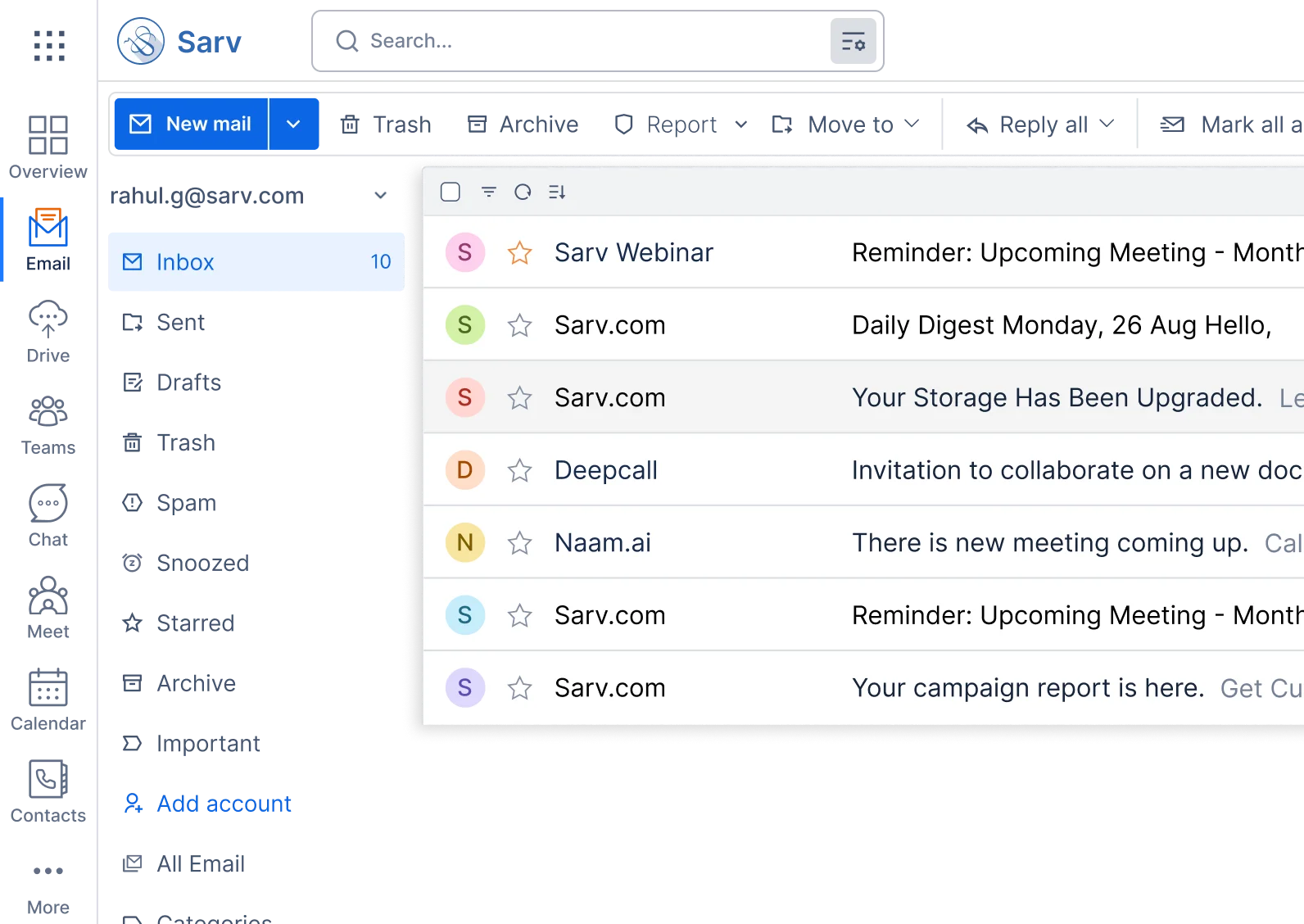 Sarv user-friendly email solution for enhanced productivity