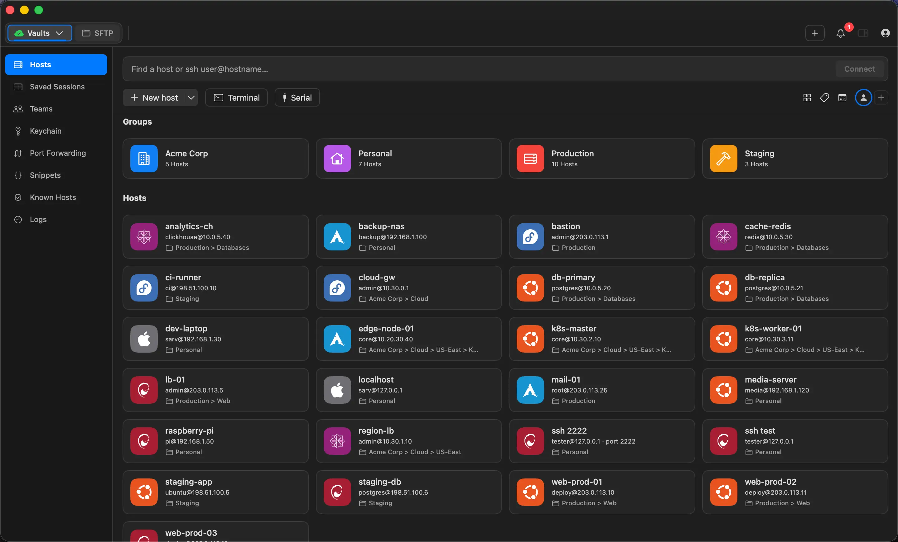 Host vault