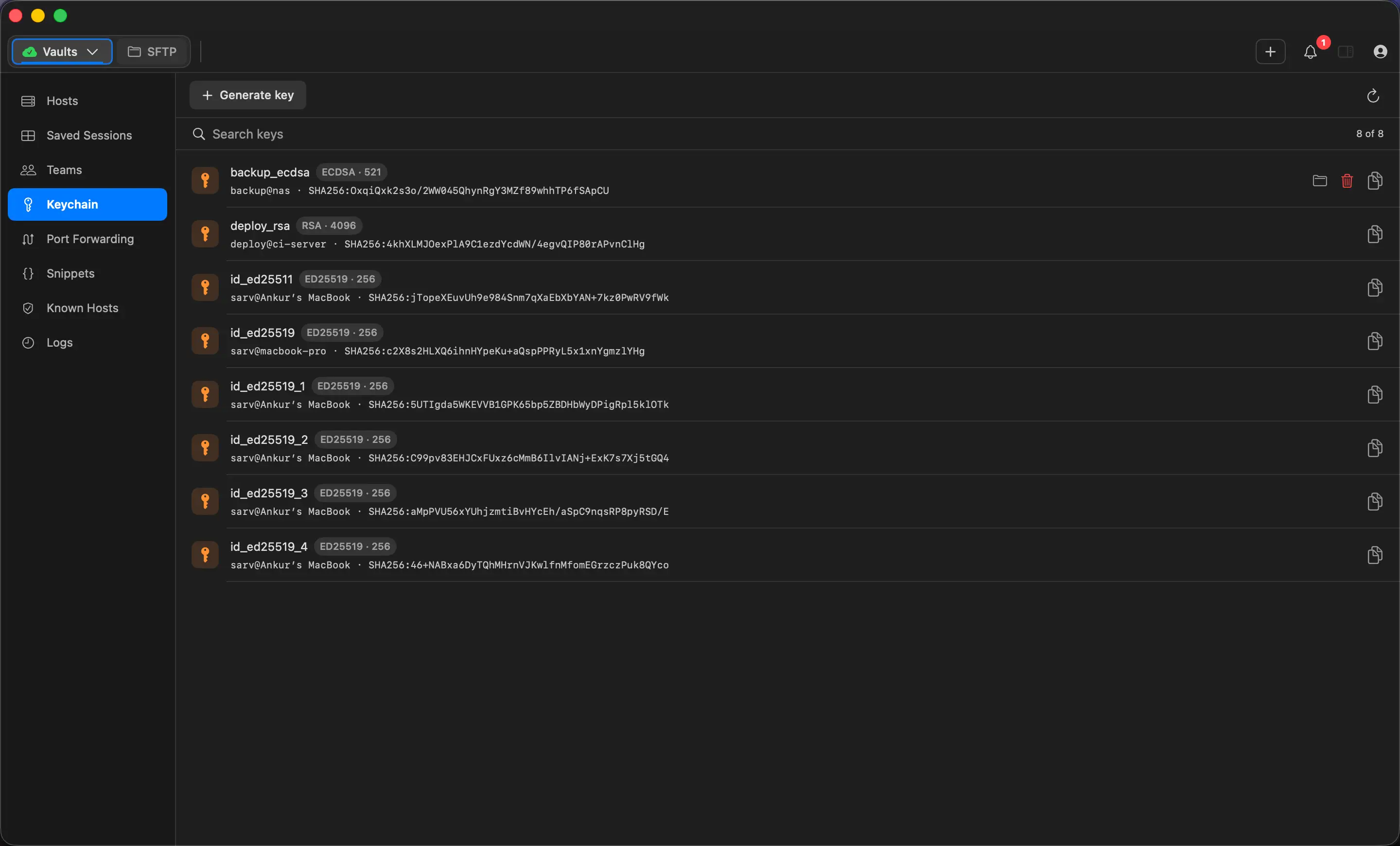 SSH key manager